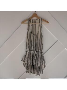 LoveShackFancy Striped Tiered Ruffle Mini Dress Size M